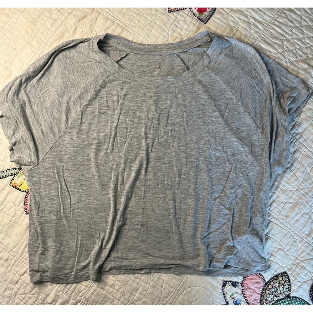 Offline by Aerie Womens Grey Raglan Short Sleeve T-Shirt Size Large Heathered